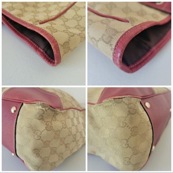 GUCCI Authentic GG Canvas Red Leather Princy Tote Bag - Picture 7 of 7